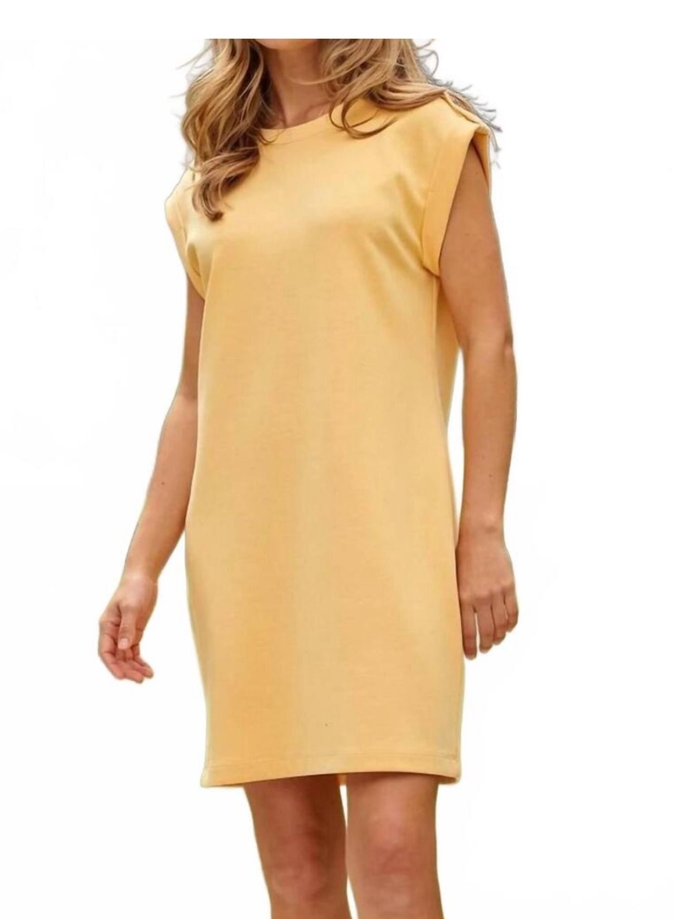Dear Scarlett- Sleeveless Scoop Neck Dress- Sunkist